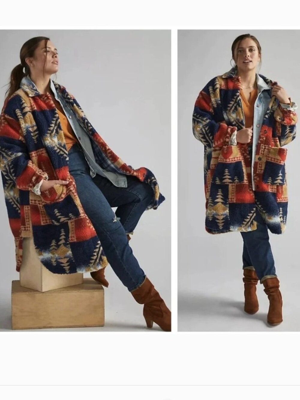 Anthropologie Pilcro Leopard Sherpa Duster - Picture 2 of 12